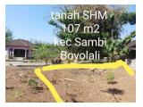 Dijual Tanah Kavling 107 m2 di Jl. Kampung Boyolali Solo Sertifikat SHM